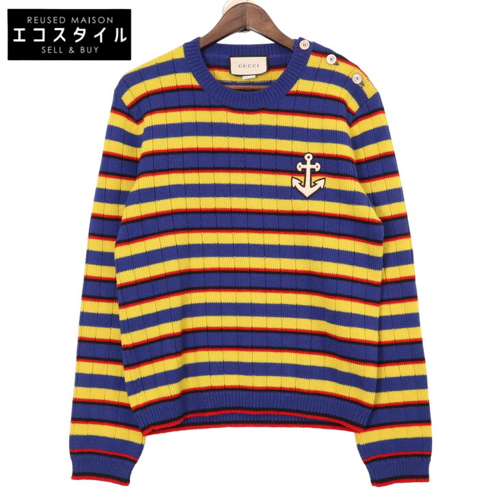楽天市場】GUCCI グッチ 595501 ｲｴﾛｰ ﾎﾞｰﾀﾞｰ ﾆｯﾄ トップス M マルチ 