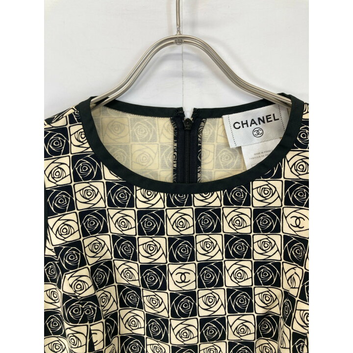 楽天市場】CHANEL シャネル 04年 P22952 W03281 ｶﾒﾘｱｺｯﾄﾝﾉｰｽﾘｰﾌﾞﾜﾝﾋﾟｰｽ 