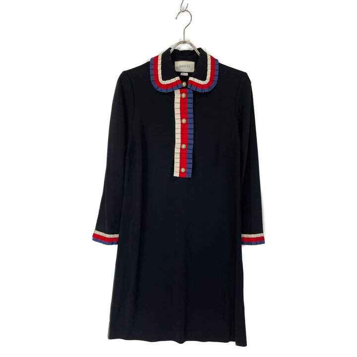 楽天市場】GUCCI グッチ ﾈｲﾋﾞｰ ﾊﾟｰﾙﾎﾞﾀﾝ ﾌﾘﾙﾜﾝﾋﾟｰｽ ワンピース L 
