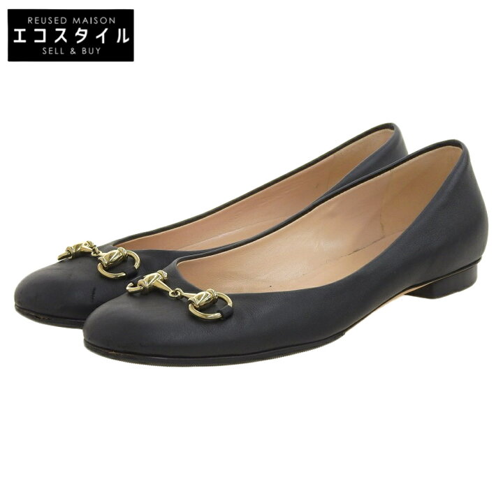 楽天市場】GUCCI グッチ 466700 ホースビット フラット パンプス 39.5 