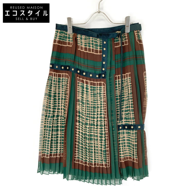 楽天市場】sacai サカイ 16-02765 ﾁｪｯｸ ﾌﾟﾘｰﾂ ﾚｲﾔｰﾄﾞｽﾀｯｽﾞ付 ｽｶｰﾄ 