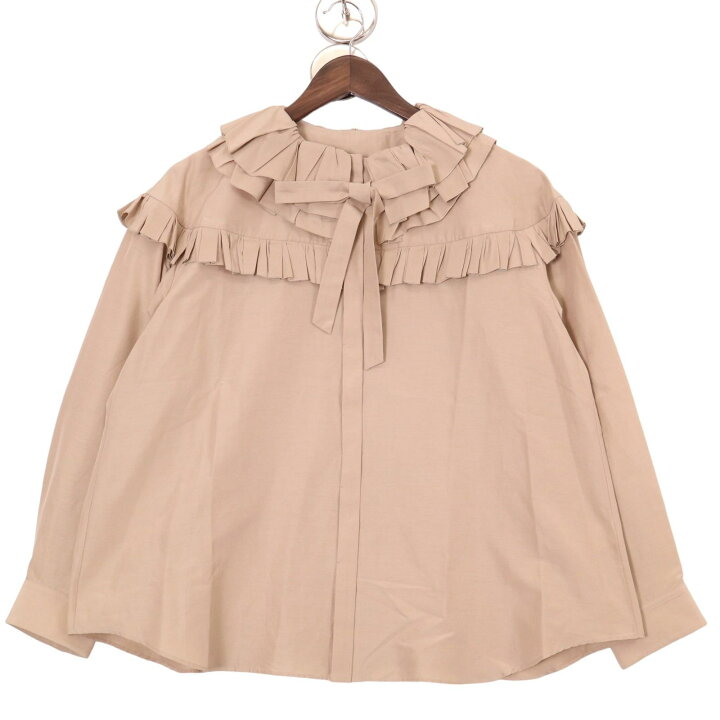 DRAWER ドゥロワー ダブルフリルカラーブラウス シルク混 ｜長袖 