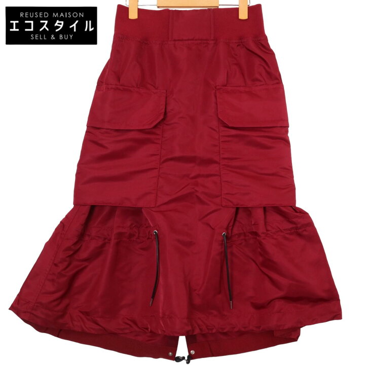 楽天市場】sacai サカイ 22AW 22-06362 ﾚｯﾄﾞ Nylon Twill Skirt 