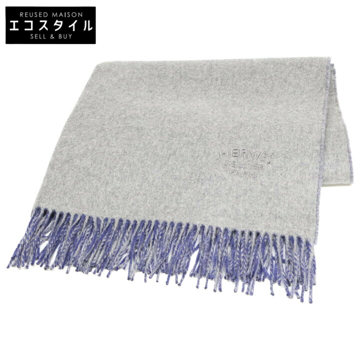 楽天市場】HERMES エルメス 【美品】ロゴ刺繍 カシミヤ100& フリンジ  