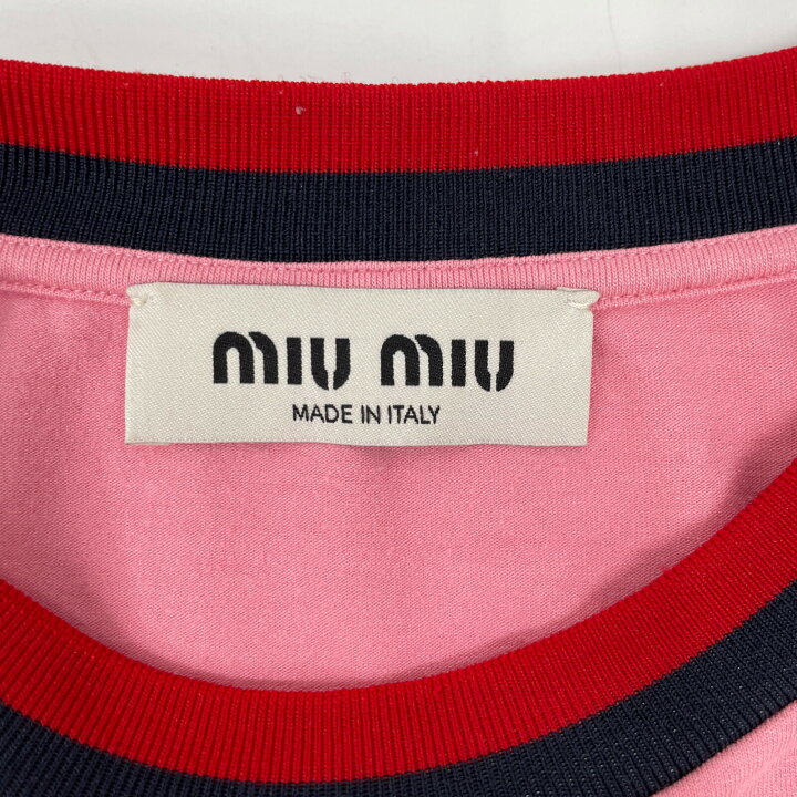 楽天市場】MIUMIU ミュウミュウ 23SS ピンク ロゴ 半袖Tシャツ 