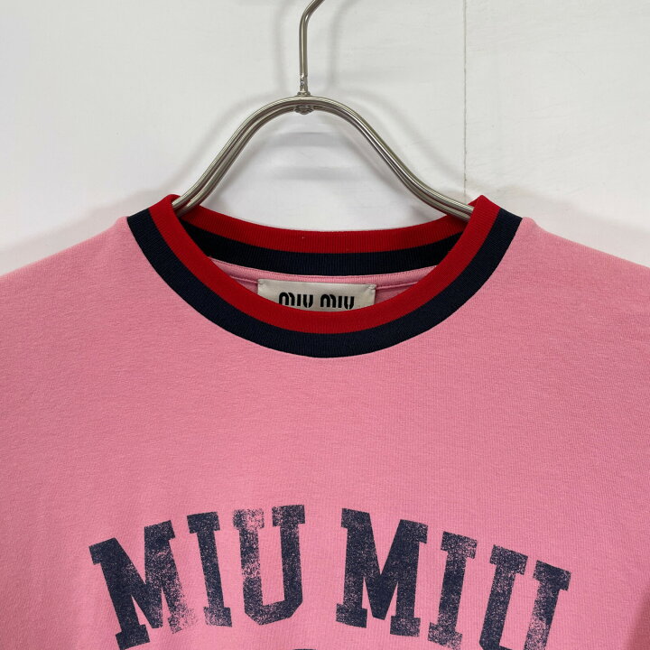 楽天市場】MIUMIU ミュウミュウ 23SS ピンク ロゴ 半袖Tシャツ 