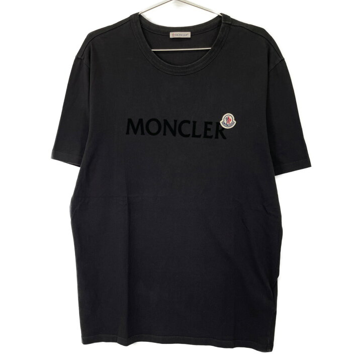 モンクレール 21年製 ﾌﾞﾗｯｸ ﾜｯﾍﾟﾝﾛｺﾞ T-SHIRT/半袖ｶｯﾄｿｰ XL