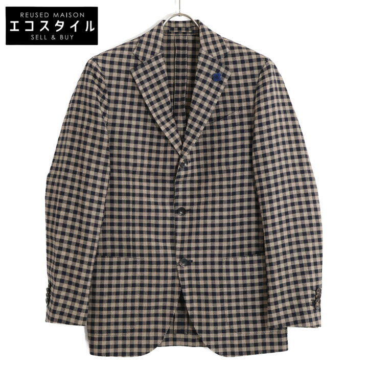 楽天市場】LARDINI ラルディーニ ブラウン リネン ブロックチェック 3B 
