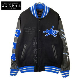 NIKE ナイキ Jordan x Awake NYF Q5439-010 ブラック×ブルー Varsity Jacket ジャケット S ブラック メンズ 【中古】