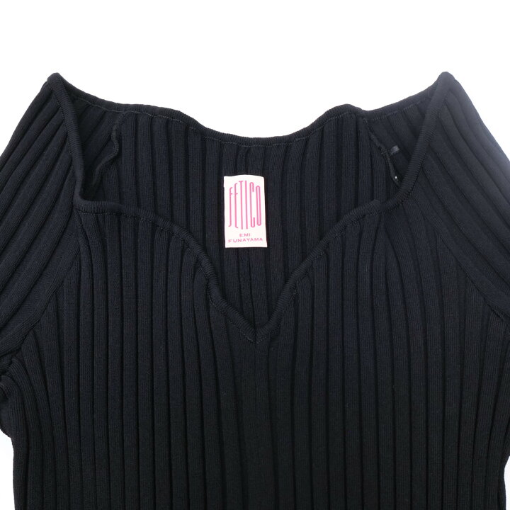 楽天市場】FETICO フェティコ FTC234-0707 23AW ﾌﾞﾗｯｸ RIB KNIT SLIT  