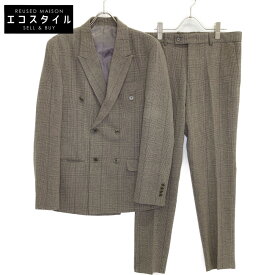 ENCANTO エンカント ブラウン系 チェック ダブルブレスト スーツ スーツ セットアップ L ブラウン メンズ 【中古】