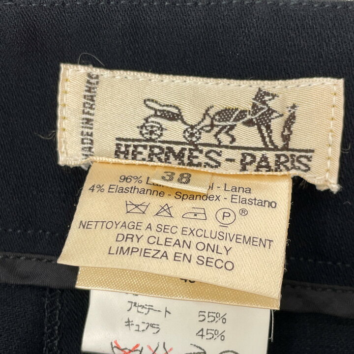 楽天市場】HERMES エルメス ﾌﾞﾗｯｸ ｳｰﾙ混 ｾﾝﾀｰﾌﾟﾚｽ ｽﾄﾚｰﾄｽﾗｯｸｽ ボトムス  