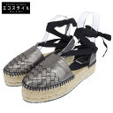 BOTTEGA VENETA ボッテガヴェネタ 未使用 メタリック 一部イントレ エスパドリーユ サンダル レディース メタリックグレー 36 パンプス パンプス 36 メタリックグレー レディース 【中古】