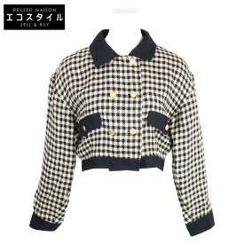 CHANEL シャネル ハウンドトゥース ヴィンテージ ショート ダブル ジャケット 9 ブラック/ホワイト レディース 【中古】