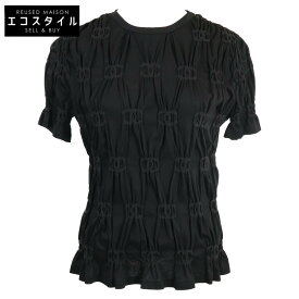 CHANEL シャネル 【美品/国内正規/22年製】P71037K10173 クルーズ ココマーク シャーリング 半袖カットソー/ トップス XS ブラック レディース 【中古】