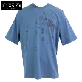 HERMES エルメス 【新品同様/国内正規】FRAGMENTS EQUESTRES 半袖Tシャツ/ トップス L ブルー メンズ 【中古】