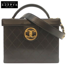 CHANEL シャネル 5番 黒 ビコローレ ラムスキン G金具 2WAYバニティ ショルダーバッグ 肩掛け ポシェット チェーンショルダー ブラック レディース 【中古】