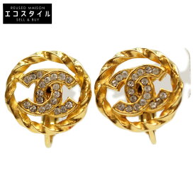 CHANEL シャネル 2137 GP ラインストーン サークルココマーク イヤリング イヤリング ゴールド レディース 【中古】