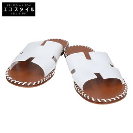 HERMES エルメス 221797ZH オラン トレッセ フラット シューズ 44 ホワイト メンズ 【中古】