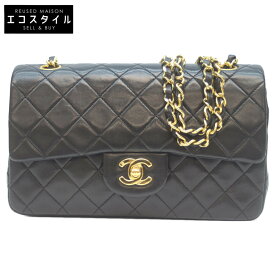 CHANEL シャネル 1番 A01113 黒 ラム G金具 Wフラップ マトラッセ23 チェーンショルダー ショルダーバッグ ブラック/GD金具 レディース 【中古】
