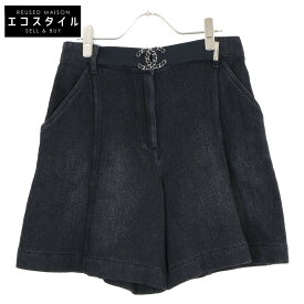 CHANEL シャネル 19年 ベルト一体 ショートパンツ ボトムス 38 ブラック レディース 【中古】