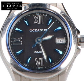 CASIO カシオ OCEANUS OCW-70J-1AJF 3 hands model タフソーラー電波 腕時計 シルバー/ブラック レディース 【中古】