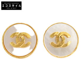 CHANEL シャネル 95A ココマーク シェル サークル イヤリング ゴールド/ホワイト系 レディース 【中古】