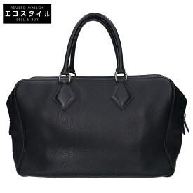 HERMES エルメス □J刻 フィヨルド プリュム フールトゥ40 ボストンバッグ ブラック/SV金具 メンズ 【中古】