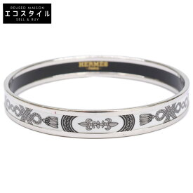 HERMES エルメス 【美品】エマイユPM ロープ柄 バングル ホワイト/シルバー レディース 【中古】