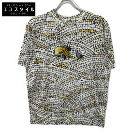 HERMES エルメス 美品 魚 パッチワークデザイン Tシャツ トップス L イエロー系 メンズ 【中古】