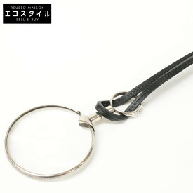 HERMES エルメス 925 レザーストラップ ルーペ ペンダント ネックレス シルバー/ブラックレザー メンズ 【中古】
