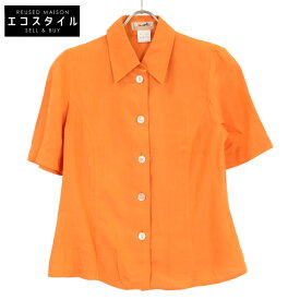 HERMES エルメス リネン100 半袖シャツ トップス 38 オレンジ レディース 【中古】