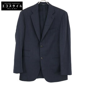 HERMES エルメス G19821 リネン 2Bジャケット ジャケット 46 ネイビー メンズ 【中古】