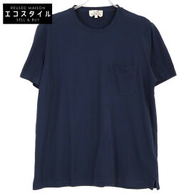 HERMES エルメス 20SS 01-5773 コットン クルーネック ショートスリーブポケットカットソー トップス L ネイビー メンズ 【中古】