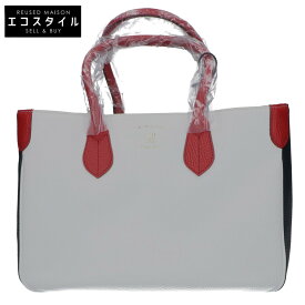 A.D.M.J. Accessoires De Mademoiselle ADMJ 【新品未使用】18SC080110 シュリンク型押し トートバッグ WHITE/NAVY/RED レディース 【中古】