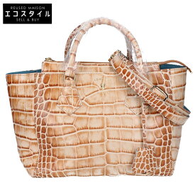 A.D.M.J. Accessoires De Mademoiselle ADMJ 【新品未使用】15AWS01007SC クロコ型押しカーフ 2WAY トートバッグ CAMEL レディース 【中古】