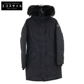 CANADA GOOSE カナダグース 2580LB ROSSCLAIR PARKA BLACK LABEL ロスクレアパーカー ブラックラベル ダウン コート XS ブラック レディース 【中古】