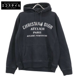 DIOR ディオール 043J646A0531 ロゴ入り スウェット パーカー トップス XL ブラック メンズ 【中古】