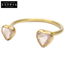 Marie-Helene de Taillac マリーエレーヌドゥタイヤック 22K 0.61ct レインボームーンストーン ハートデュエット リング 指輪 イエローゴールド レディース 【中古】