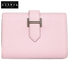 HERMES エルメス 美品 X刻印 シェーブル ベアン カードケース ローズサクラ/SV金具 レディース 【中古】