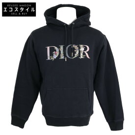 DIOR ディオール 113J688A0531 フラワーロゴ刺繍 プルオーバー パーカー トップス M ブラック メンズ 【中古】