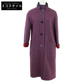HERMES エルメス ウール スタンドカラーコート コート 34 ボルドー レディース 【中古】