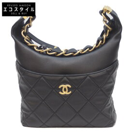 CHANEL シャネル AS3292 黒 G金具 ラムスキン マトラッセ ホーボーワンショルダー ショルダーバッグ ブラック/GD金具 レディース 【中古】