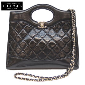 CHANEL シャネル AS4133 シャネル31 黒 シャイニーラム G金具 ミニショッピング スモール ショルダーバッグ ブラック/GD金具 レディース 【中古】