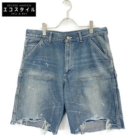 SAINT MICHAEL セントマイケル SMーHR8-0000-073 ダブルニーショーツ ボトムス Ⅿ ブルー メンズ 【中古】