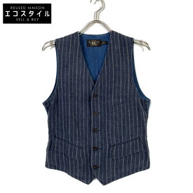 RRL ダブルアールエル 782630082001 インディゴ×ブルー リネン100 ピンストライプ 針シンチバッグ ジレ/ベスト ベスト XS インディゴ メンズ 【中古】