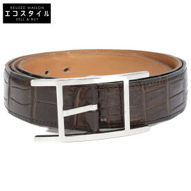 HERMES エルメス アピ □L刻 ポロサス ベルト 95 ダークブラウン メンズ 【中古】