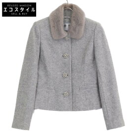 AUSTIN REED オースチンリード グレー ウール ミンクファー ビジュー ジャケット ジャケット 38 グレー レディース 【中古】