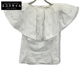 CHLOE クロエ CHC23SHT2748110136 ホワイト コットン ラッフル ブラウス トップス 36 ホワイト レディース 【中古】