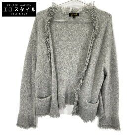 DRAWER ドゥロワー グレー 6515ー106ー0367 カシミヤ フリンジカーディガン トップス 2 グレー レディース 【中古】